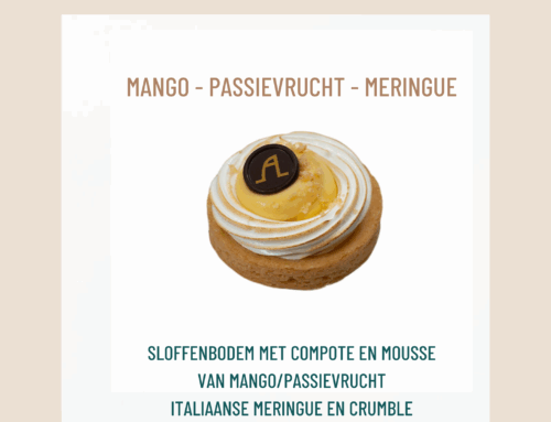 Taartje van de maand september 2025: mango, passievrucht en meringue